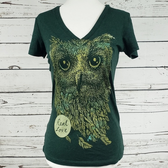 Sevenly Tops - Sevenly Small Green Owl Tshirt